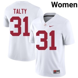 White Bama College Football #31 Women Conor Talty University Jersey 707583-785
