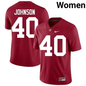 Crimson Womens Roll Tide #40 College Football Grant Johnson Replica Jersey 209910-374