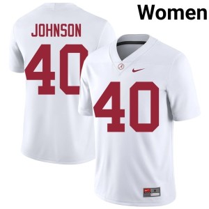 White Alabama Women's Embroidery #40 College Football Grant Johnson Jerseys 756022-677
