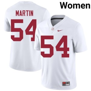 White #54 College Football Stitched Women UA Crimson Tide JD Martin Jersey 216421-285