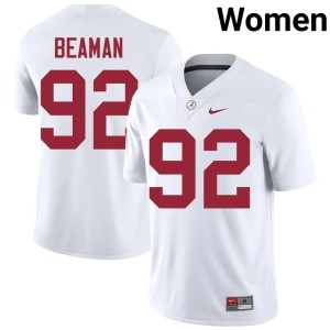 White #92 Jeremiah Beaman College Football Roll Tide Game Womens Jersey 569597-410