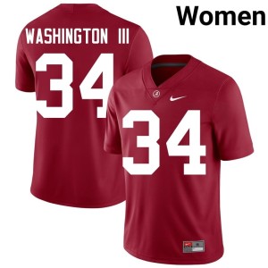 Crimson Jessie Washington III Women's Roll Tide #34 College Football Replica Jersey 450555-251