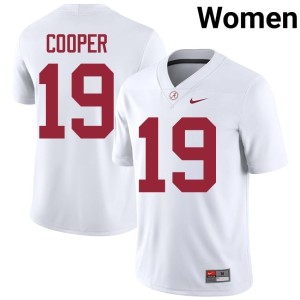 White John Cooper #19 College Football University of Alabama Womens Player Jersey 105330-613