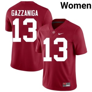 Crimson Women's UA Crimson Tide #13 College Football John Gazzaniga Embroidery Jersey 113625-903