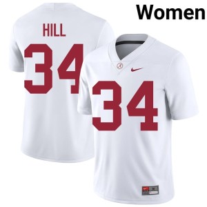 White Womens Stitched London Hill UA College Football #34 Jersey 203118-404