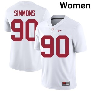 White Stitched #90 College Football London Simmons Alabama Crimson Tide Women's Jerseys 799051-948