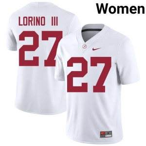 White UA Crimson Tide 2026 #27 Womens Michael Lorino III College Football Jerseys 472624-331