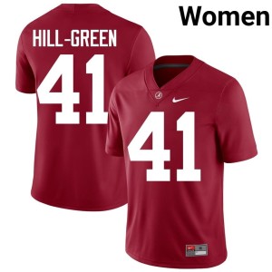 Crimson Official #41 Womens College Football UA Crimson Tide Nikhai Hill-Green Jersey 336432-548