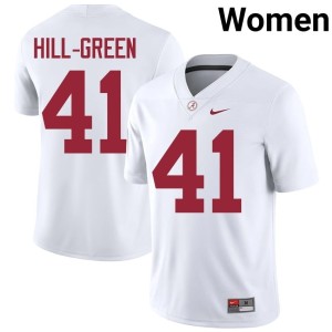 White Nikhai Hill-Green Bama College Football Game #41 Women's Jersey 312940-686