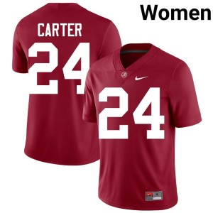 Crimson #24 Womens Noah Carter Embroidery Alabama College Football Jersey 900419-172
