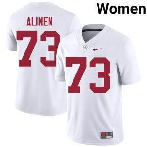 White #73 College Football Women's University of Alabama Replica Olaus Alinen Jerseys 879144-898