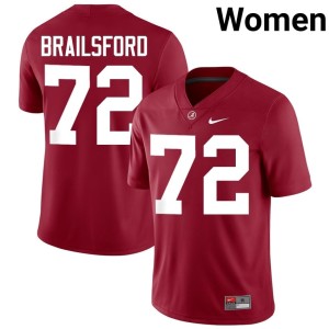 Crimson #72 The Tide Parker Brailsford College Football Embroidery Women Jersey 153558-440