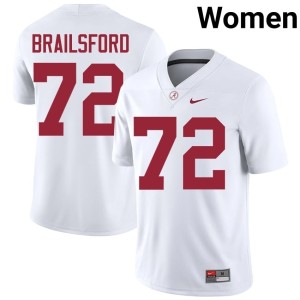 White Parker Brailsford Embroidery College Football Women's Bama #72 Jerseys 186346-423