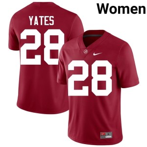 Crimson Peyton Yates College Football #28 Alabama Crimson Tide Stitched Women Jersey 132002-441
