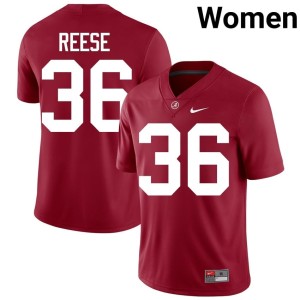Crimson #36 Alabama QB Reese Stitched Womens College Football Jerseys 735260-792
