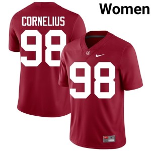 Crimson Bama College Football NCAA Tucker Cornelius #98 Women Jersey 564317-310