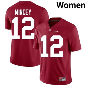 Crimson #12 Women's College Football Zavier Mincey Go Bama Replica Jerseys 436142-337