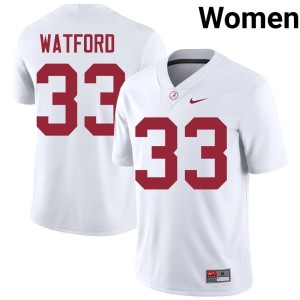 White UA Crimson Tide Adam Watford Womens #33 College Football Embroidery Jersey 121995-893