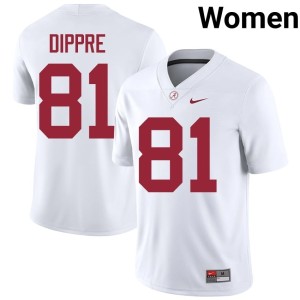 White Womens CJ Dippre #81 The Tide College Football Game Jerseys 672918-524
