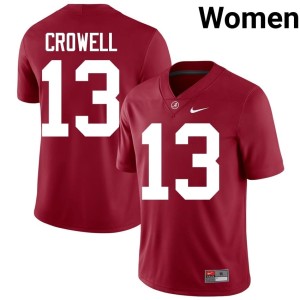 Crimson EJ Crowell College Football Embroidery Womens Bama #13 Jersey 538689-557