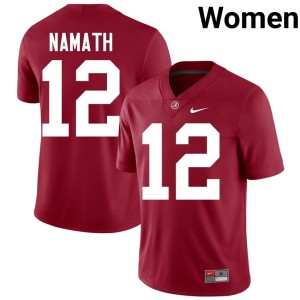 Crimson Women Joe Namath #12 University of Alabama College Football High School Jerseys 902920-502
