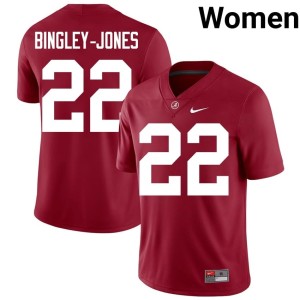 Crimson Women Bama University #22 Kedrick Bingley-Jones College Football Jerseys 293693-547