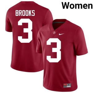 Crimson University Crimson Tide #3 Lotzeir Brooks College Football Womens Jerseys 350258-992