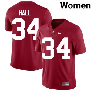 Crimson High School Womens #34 Alabama Crimson Tide Zay Hall College Football Jersey 103222-611