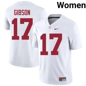 White Alabama Crimson Tide College Football #17 Women's Zyan Gibson NCAA Jersey 440028-864