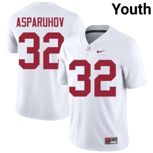 White NCAA Alex Asparuhov Youth #32 College Football Crimson Tide Jersey 258387-512