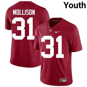 Crimson College Football #31 NCAA Youth Cooper Mollison Alabama Jerseys 900185-220