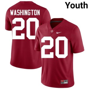 Crimson #20 Dre Washington Stitched Alabama Youth College Football Jersey 760304-307