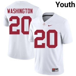 White Youth Embroidery College Football #20 Dre Washington UA Crimson Tide Jersey 761170-955