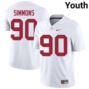 White UA Crimson Tide #90 Official London Simmons College Football Youth Jerseys 356583-172