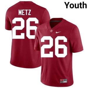 Crimson #26 College Football Youth Luke Metz Embroidery UA Crimson Tide Jerseys 830399-268