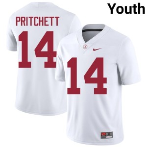 White UA Crimson Tide Marshall Pritchett Youth Stitched College Football #14 Jerseys 625465-603