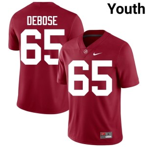 Crimson #65 Official College Football Micah DeBose Youth University of Alabama Jersey 683014-743