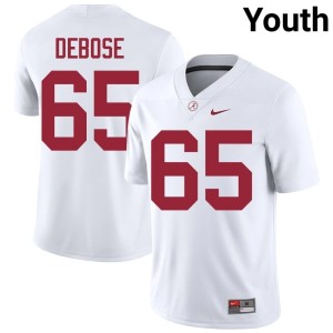 White Youth #65 Embroidery UA Crimson Tide College Football Micah DeBose Jerseys 815189-679