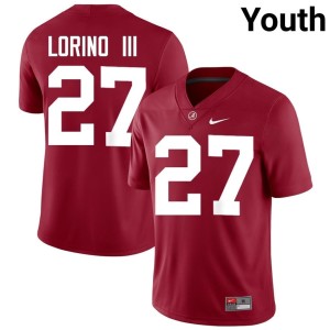 Crimson 2026-27 Youth #27 Michael Lorino III University of Alabama College Football Jersey 647299-314