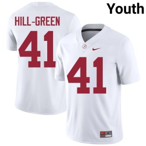 White #41 Youth Nikhai Hill-Green Embroidery College Football Alabama Crimson Tide Jerseys 259467-681