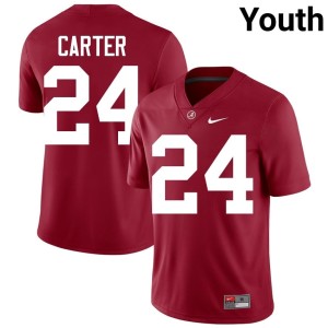 Crimson Youth Roll Tide College Football #24 Stitched Noah Carter Jersey 433869-602