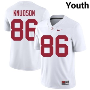 White #86 Crimson Tide Peter Knudson Stitched Youth College Football Jerseys 794067-455