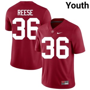 Crimson 2026-27 #36 College Football Alabama Crimson Tide Youth QB Reese Jersey 922086-359
