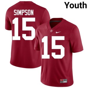 Crimson Embroidery UA Crimson Tide College Football Youth Ty Simpson #15 Jersey 400009-623