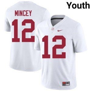 White Limited College Football Youth #12 Bama Zavier Mincey Jersey 480327-948