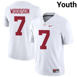 White Roll Tide #7 Caleb Woodson College Football High School Youth Jerseys 749840-576