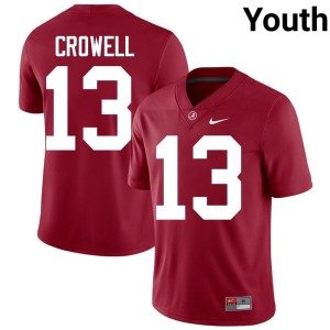 Crimson #13 Player College Football Youth University of Alabama Ezavier Crowell Jersey 484642-721
