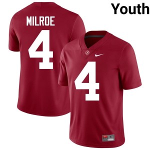 Crimson #4 Youth Replica Jalen Milroe College Football Crimson Tide Jerseys 624807-686