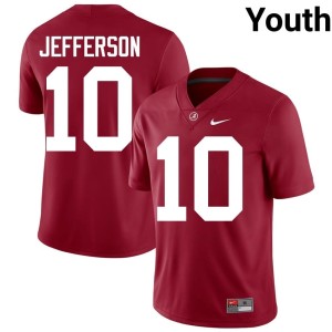 Crimson Embroidery UA Youth College Football #10 Justin Jefferson Jersey 178964-283