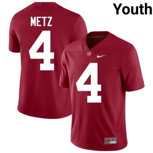 Crimson Embroidery Youth College Football #4 Luke Metz Bama Jerseys 570983-440